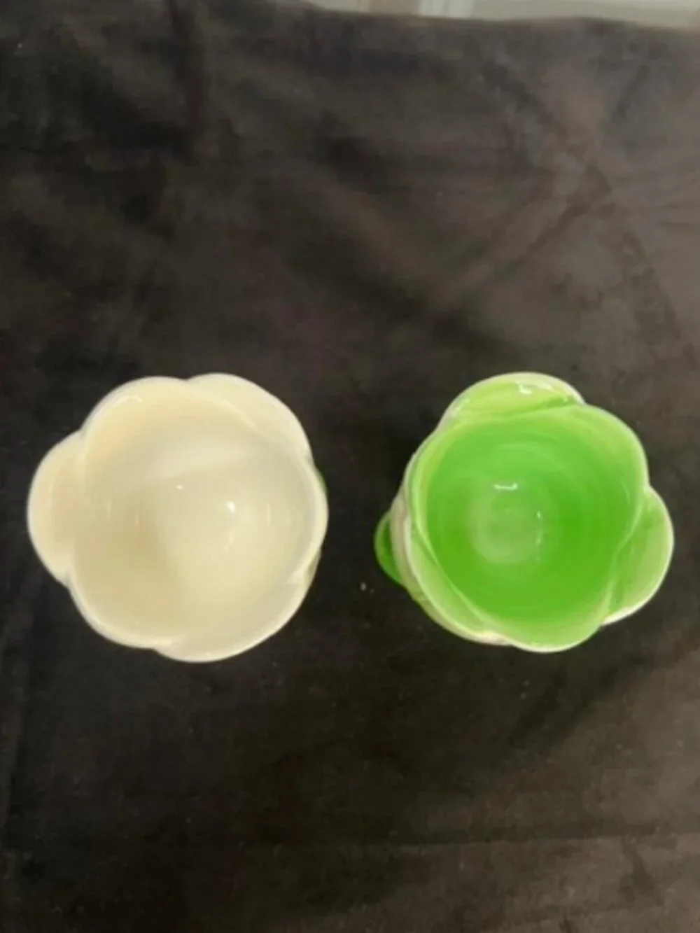 Anthropologie Louise Stoneware Egg Cup 1 in Green and 1 in White (Set of 2) -NWT